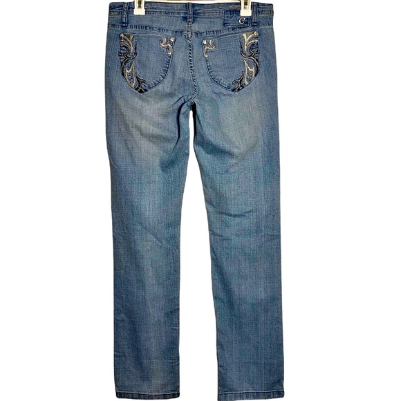 1990s Light Blue Wash Denim Jeans, Boot Cut/ Straight Leg Denim Pants,Blue Jeans - Picture 3 of 15